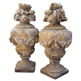 Pair of concrete Garland Urns