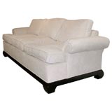 GRACIOUS ASIAN INSPIRED CHENILLE UPHOLSTERED SOFA