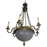 Antique Six light English ring form bronze chandelier