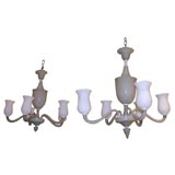 Pair hand blown glass chandeliers