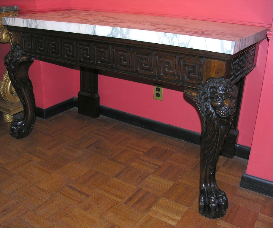 19th century Irish mahogany side table with marble top