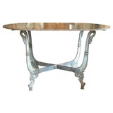 Antique IRON TABLE WITH EGLOMISE TOP
