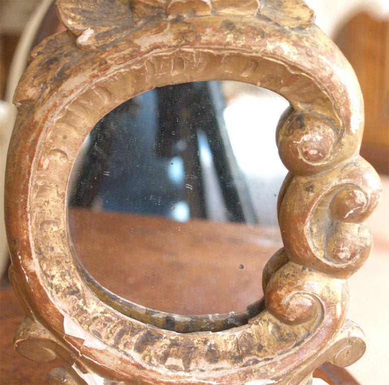 Miniature Louis XV Mirrors Mounted on Bronze Bases and with Picture Lights In Good Condition For Sale In New Orleans, LA