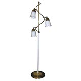Brass and Enamel Metal Flower Floor Lamp