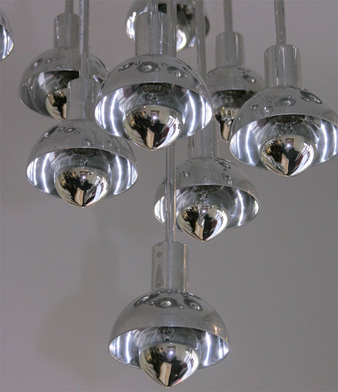 Chrome and Plastic Multi-Branch Silver Chandelier For Sale 1