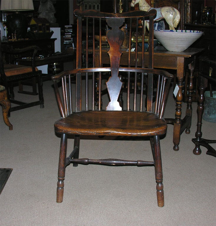 18th Century and Earlier 18th C English High Back Thames Valley Vase Splat Windsor Chair