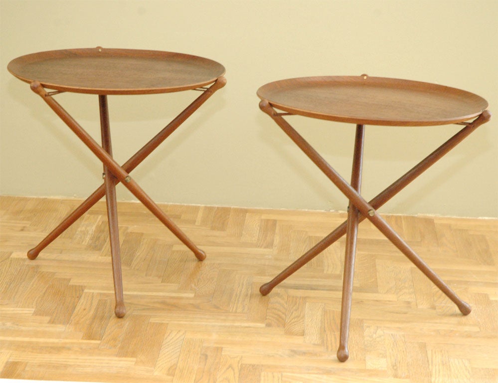 Teak Tripod Tray Tables
