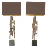 Pair Of Torch Cut Steel Laurel Lamps