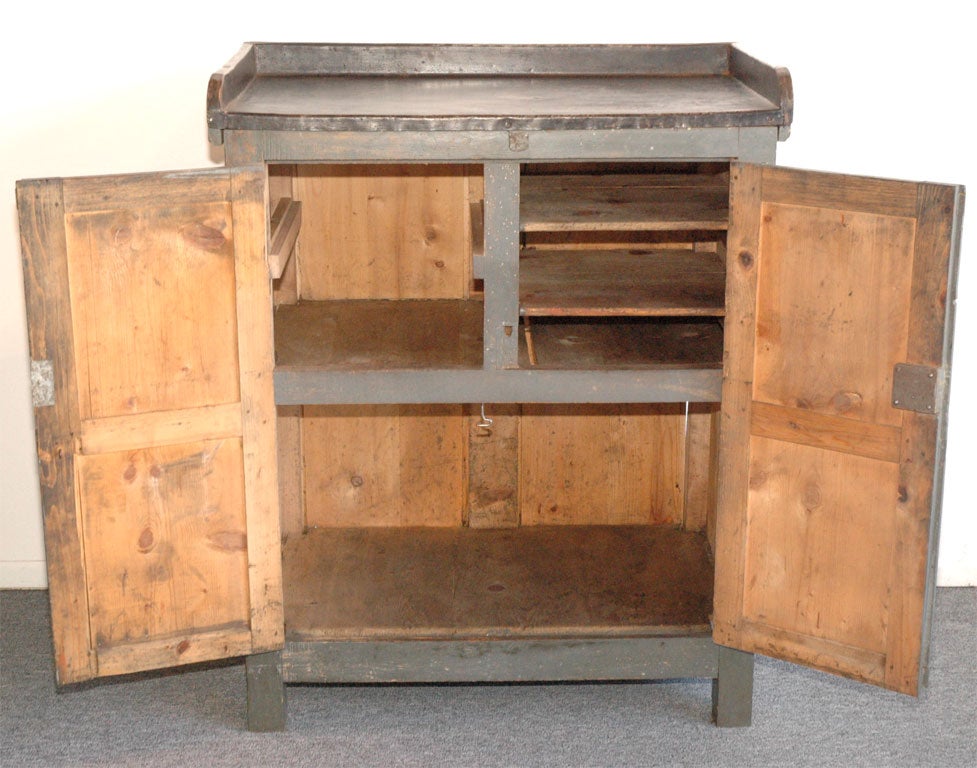 19THC ORIGINAL GREY PAINTED JELLY CUPBOARD 4