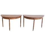 19THC  ORIGINAL SURFACE PAINTED DEMI-LUNE TABLES
