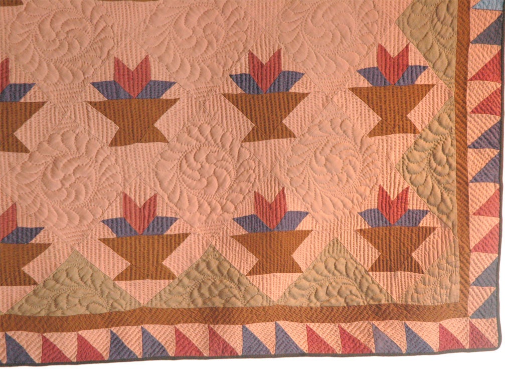 Wool 1920'S  MENNONITE  BASKET QUILT FROM  PENNSYLVANIA