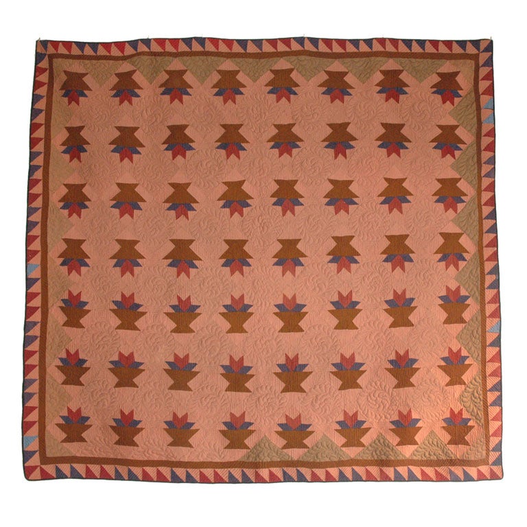 1920'S  MENNONITE  BASKET QUILT FROM  PENNSYLVANIA