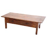 Antique 19THC COUNTRY FARM TABLE/ COFFEE TABLE WITH LARGE DRAWER