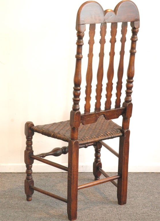 18THC NEW ENGLAND BANISTER BACK CHAIR IN NATURAL SURFACE 4