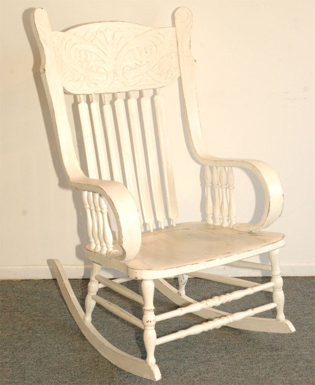 1930 OVER-PAINT  PRESSED BACK ROCKING CHAIR  FOUND IN PENNSYLVANIA. GREAT CONDITION