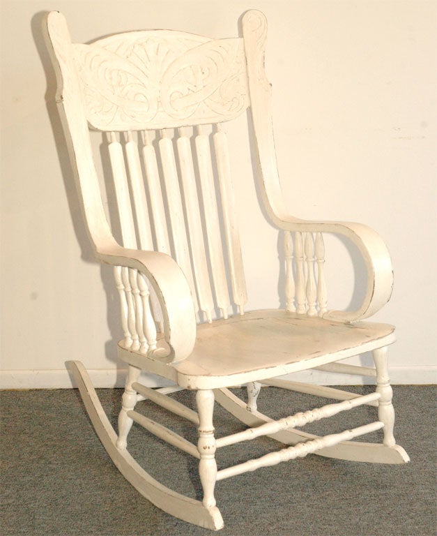 1920-1930  OVER-PAINT PRESSED BACK ROCKING CHAIR