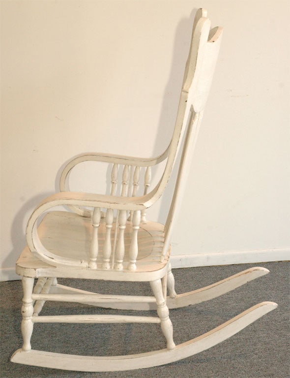 1920-1930  OVER-PAINT PRESSED BACK ROCKING CHAIR 2