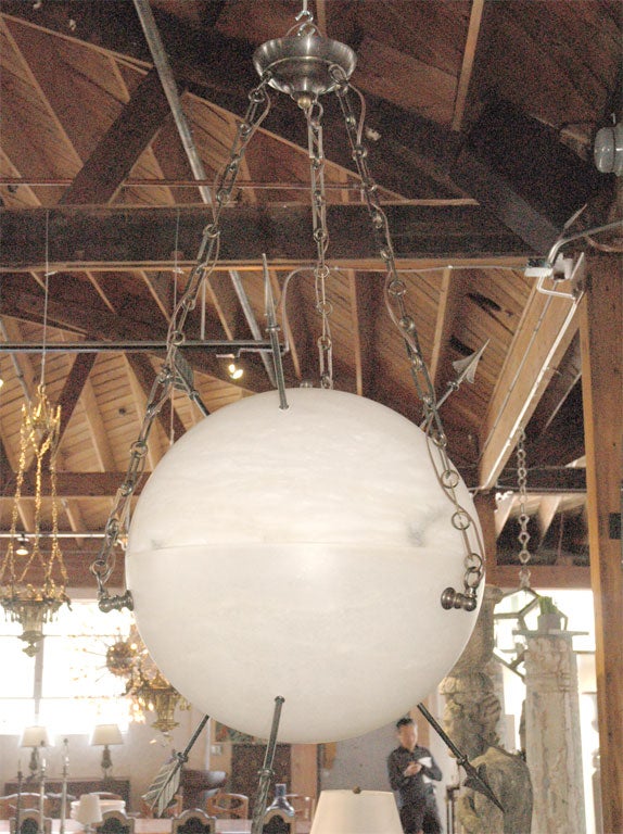 Alabaster hanging lantern with bronze arrows