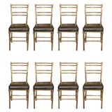 Set of 8 brass bamboo chairs