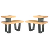 Paul Frankl style end tables limed oak and ebony.