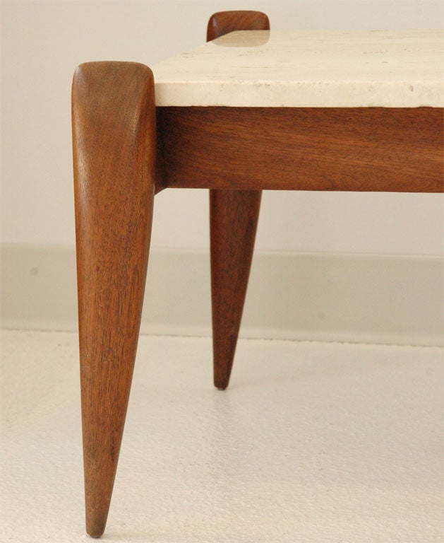 A Walnut and Travertine Cocktail Table Designed by Gio Ponti 1