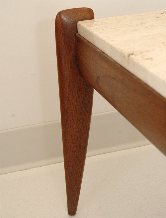 A Walnut and Travertine Cocktail Table Designed by Gio Ponti 3