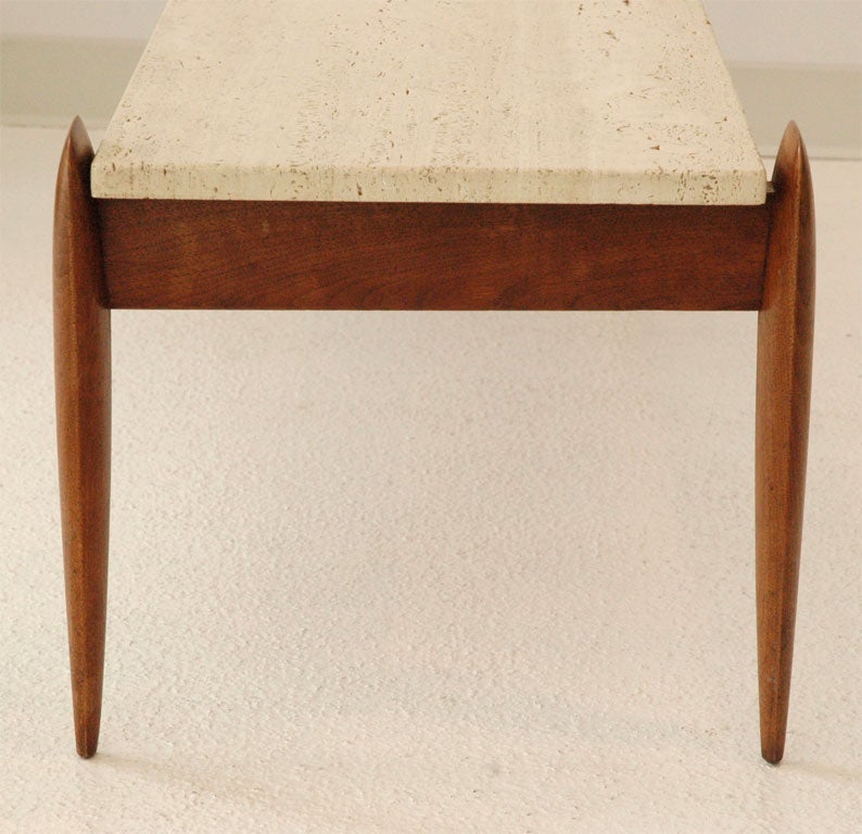 A Walnut and Travertine Cocktail Table Designed by Gio Ponti 5