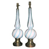Pair of Venetian Murano Glass Lamps
