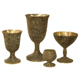 C. 1920 Set of Four Jeweled Goblet Shaped Vessels