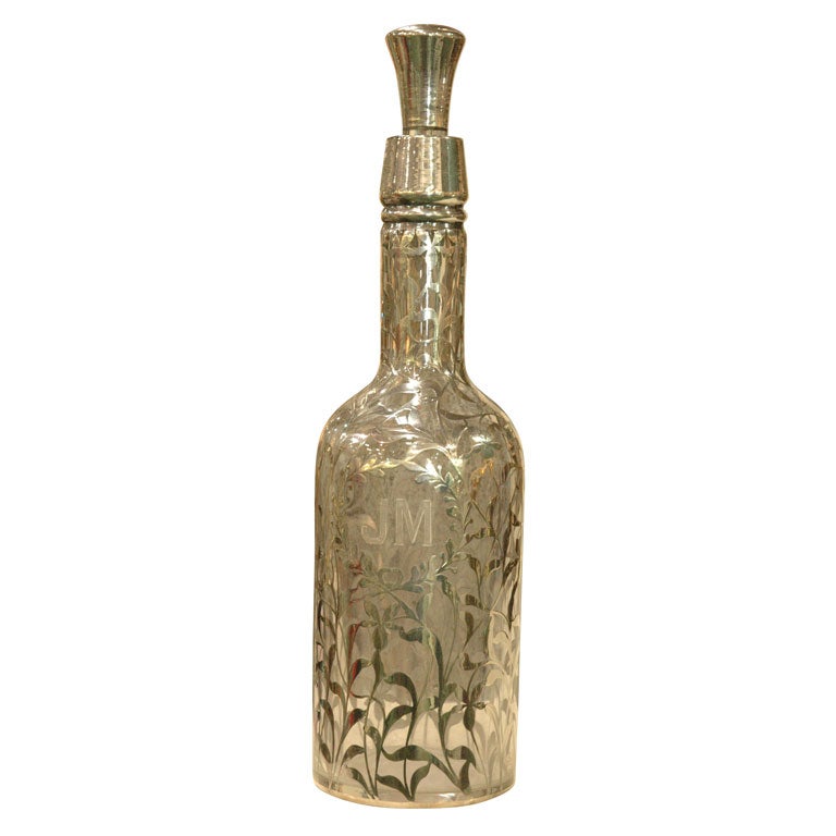 C. 1870 Sterling Overlay Decanter