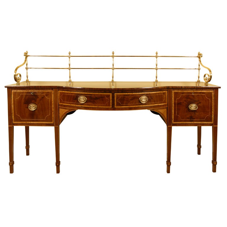 Large Hepplewhite Bow-front Inlaid Sideboard, c. 1790 For Sale