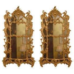 PAIR of George II-Style Rococo Gilt-wood Mirrors