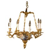 Antique French Bronze Chandelier Mounted with Imari Porcelain, c. 1860