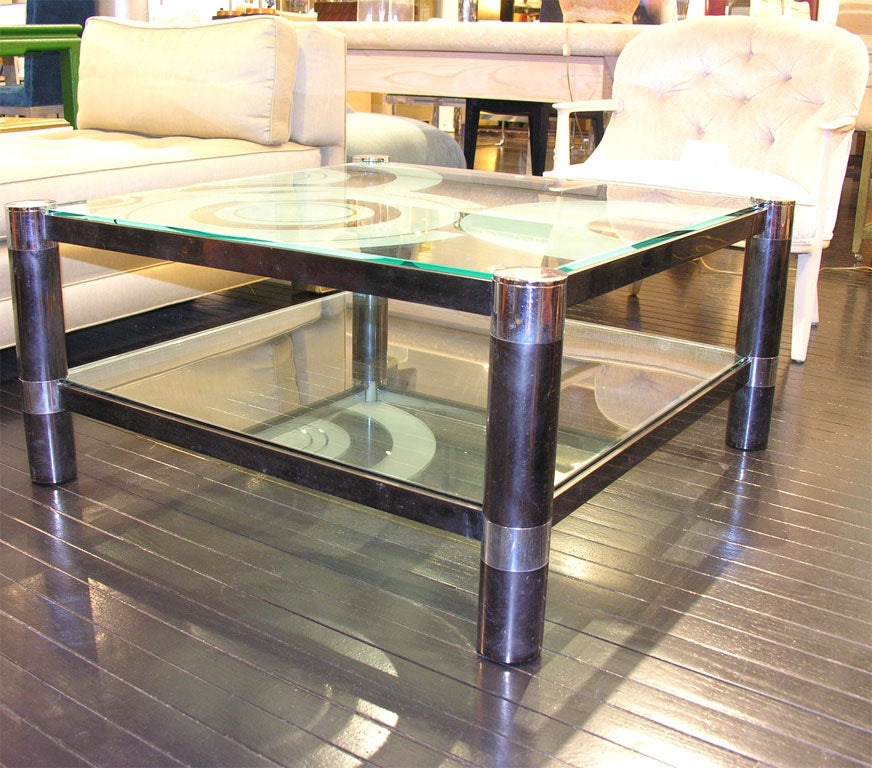 "Round Leg 2-Tier Coffee Table" by Karl Springer (signed)