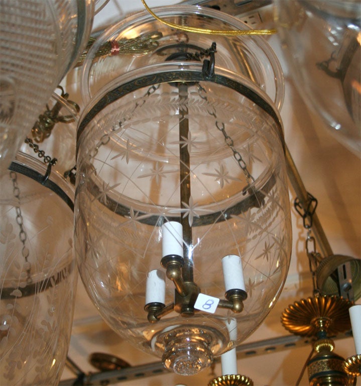 antique belljar lantern with etchings