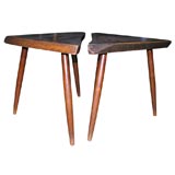 Pair of George Nakashima Three Legged Tables