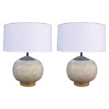 A Pair of Modernist  faux eggshell Table Lamps by Maitland Smith