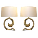 A Pair of Sculptural brass Table Lamps