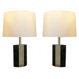 A Pair of Architectural Table Lamps signed Gabrielle Crespi