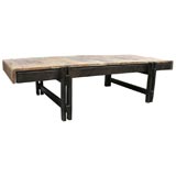 Architectural Wood and Ceramic Table, Signed R. Capron