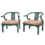James Mont Style Turquoise Lacquered Chairs