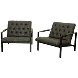 Milo Baughman Tufted Leather Chairs