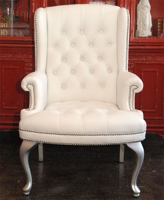 American Pair of Petite Wingback Chairs For Sale