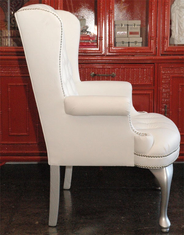 Pair of Petite Wingback Chairs For Sale 2