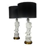 Pair of Porcelain Chinoiserie Lamps