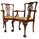 PAIR of Chippendale Arm Chairs, c. 1870