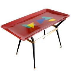 Italian glass top coffee / occaisional table 1950
s