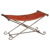 Leather and Iron X-Form Stretcher Bench