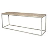 Contemporary Brushed Metal and Distressed Hardwood Long Table