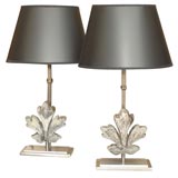 Pair of Zinc Fleur-de-Lis Lamps